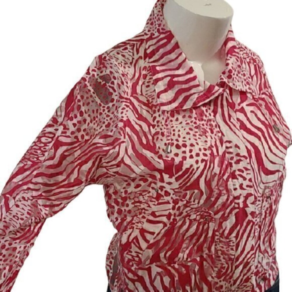 [Chico's] Pink & White Zip Up Jacket- Size 0
